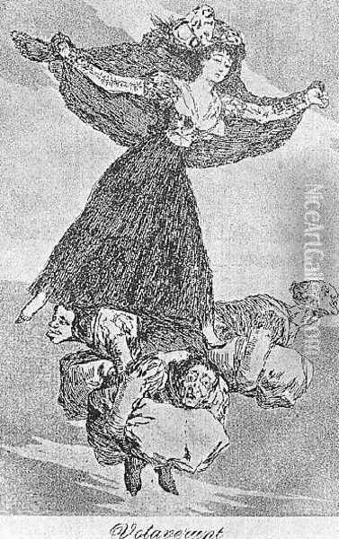 Caprichos Plate 61 They Are Flying Oil Painting - Francisco De Goya y Lucientes