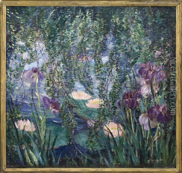 The Lily Pond Oil Painting - Dorothea M. Litzinger