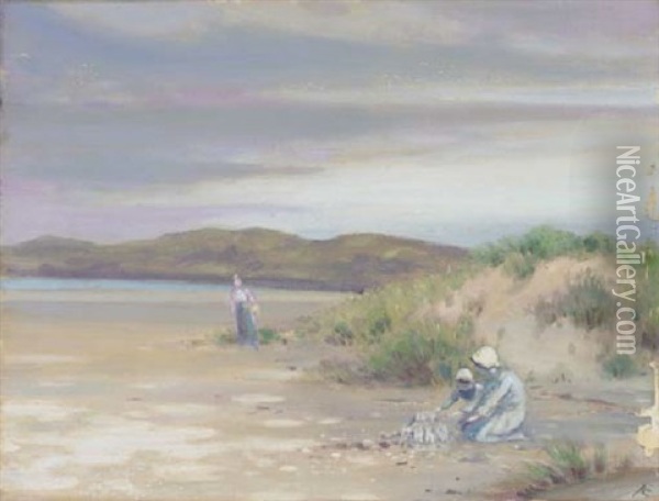 On The Seashore Oil Painting - George Russell