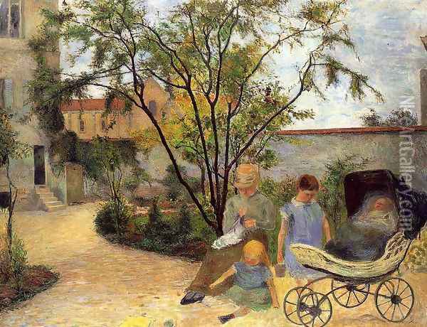 The Family In The Garden Rue Carcel Oil Painting - Paul Gauguin