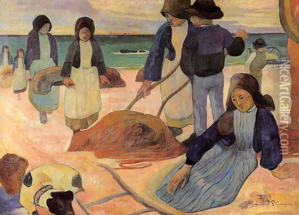 Seaweed Gatherers Oil Painting - Paul Gauguin