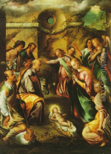 Adoration Of The Shepherds Oil Painting - Girolamo Imparato