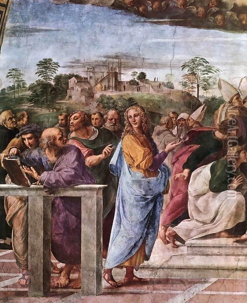 La Disputa (detail) 6 Oil Painting - Raphael