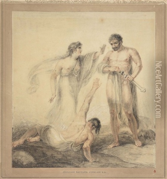 Antigone Tra I Fratelli Eteocle E Polinice, Seconda Meta Del Xviii Secolo Oil Painting - Giovanni Battista Cipriani
