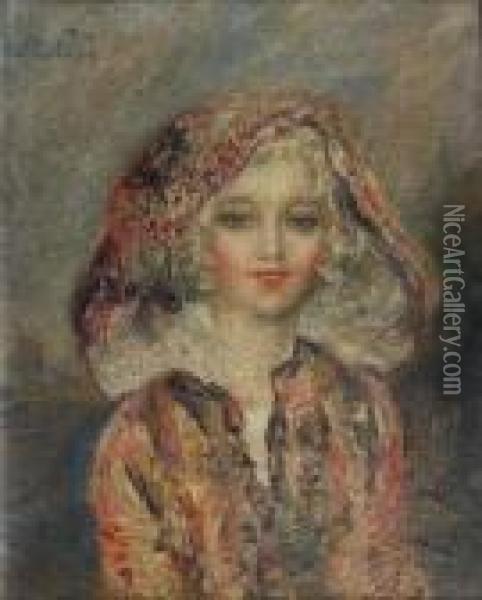 Portrait De Jeune Femme Encapuchonnee Oil Painting - Abel Jules Faivre