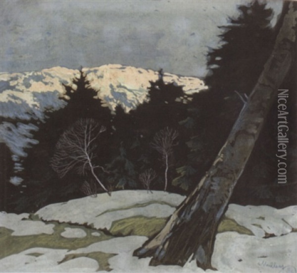 Berglandschaft Im Vorfruhling Oil Painting - Oskar Mulley