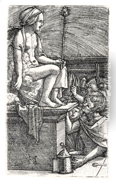 The Revenge Of The Sorcerer Virgil (Hollstein E50) Oil Painting - Albrecht Altdorfer
