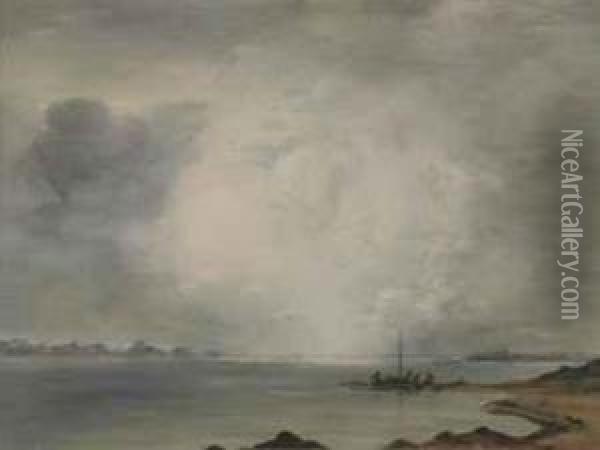 Ijssel Met Bewolkte Lucht: The River Ijssel Near Hattem Oil Painting - Floris Verster