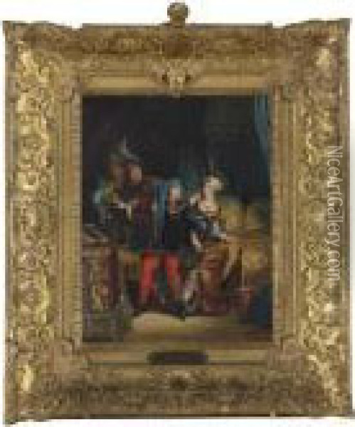 Charles Vi And Odette De Champdivers Oil Painting - Eugene Delacroix