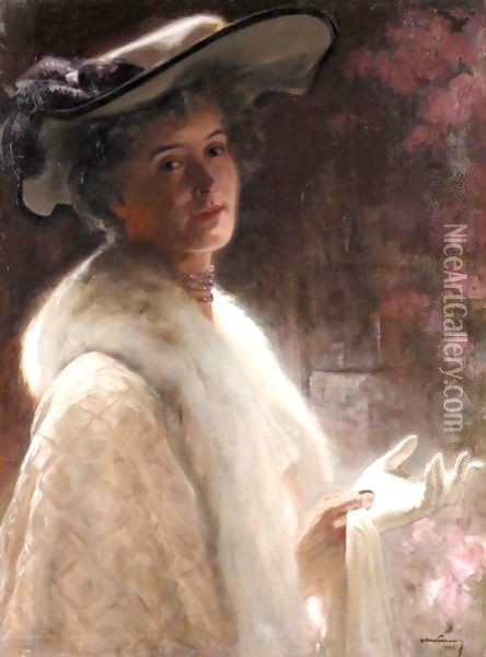 Portrait Of A Lady Oil Painting - Alois Hans Schram