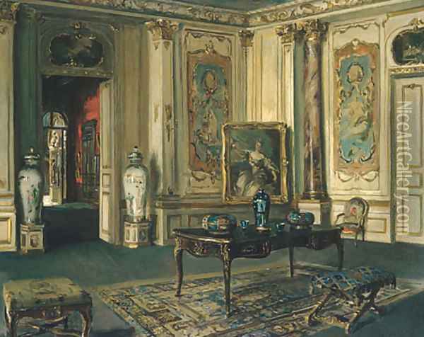 Le Grand Salon Musee Jacquemart Andre 1913 Oil Painting - Walter Gay