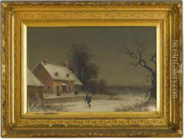 Winter Scene Oil Painting - William Velde Van De Bonfield