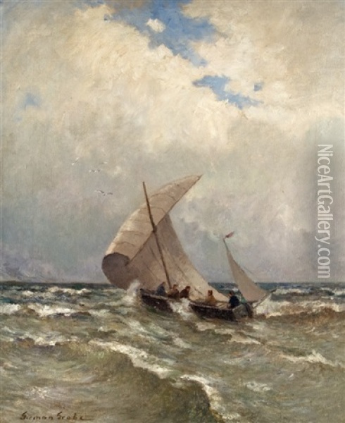Wind In The Sails Oil Painting - German Grobe