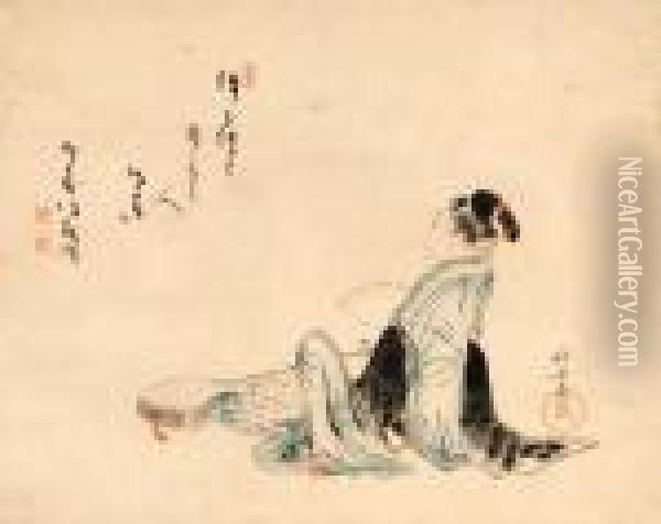 Beauty Awaiting A Lover Oil Painting - Katsushika Hokusai
