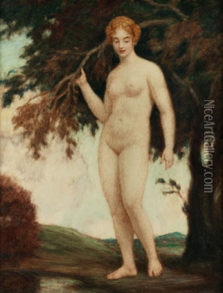 Weiblicher Akt In Einer Landschaft Oil Painting - Ludwig Von Zumbusch