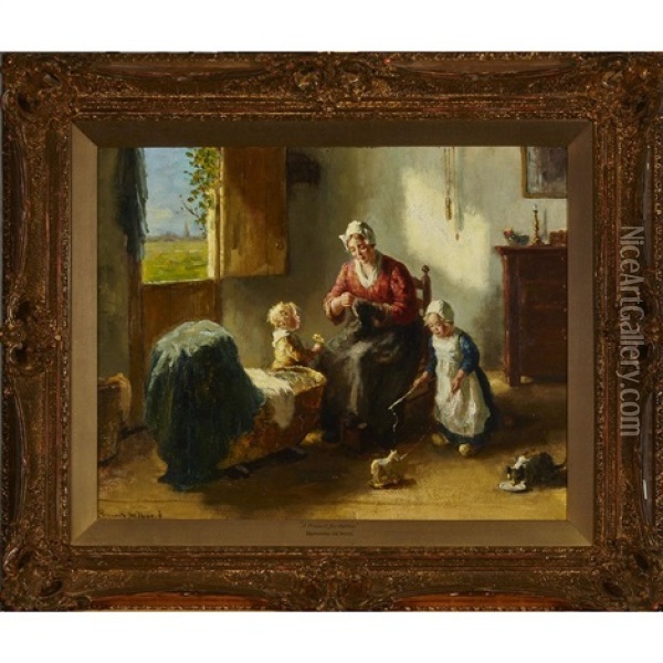 A Present For Mother Oil Painting - Bernard de Hoog