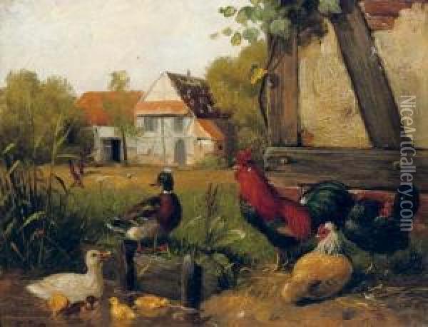 The Farmyard Oil Painting - Carl Jutz