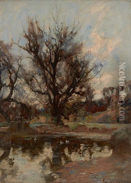 Ducks On A River Oil Painting - Joe Milne