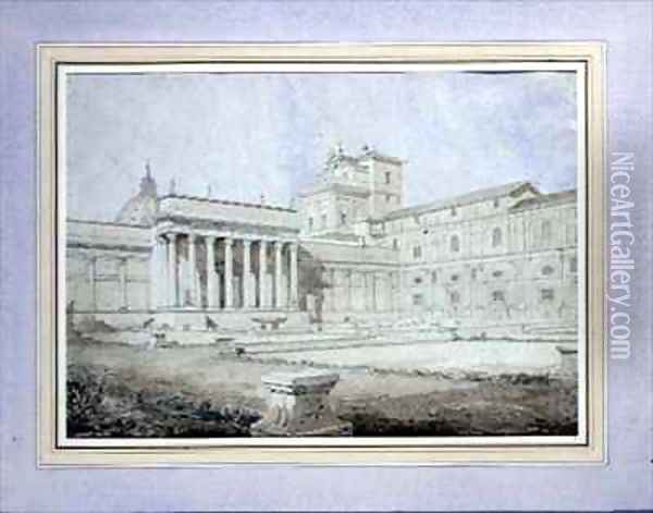 View of the Braccio Nuovo in the Cortile del Belvedere Vatican Palace Rome Oil Painting - John Davis