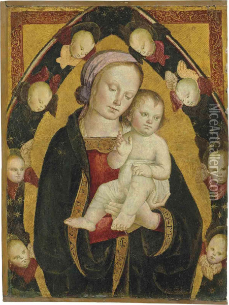 The Madonna And Child Oil Painting - Antonio Pastura Del Massaro Da Viterbo