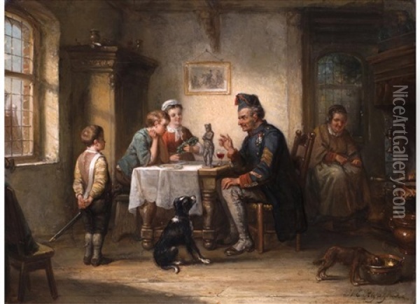 Grossvater Erzahlt Aus Dem Napoleonkrieg Oil Painting - Henricus Engelbertus Reijntjens