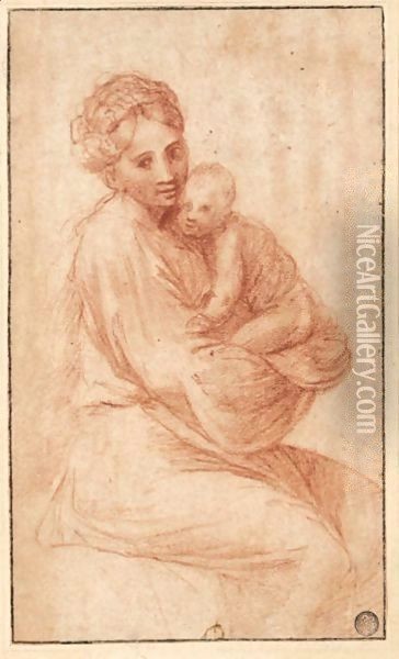 Madonna And Child Oil Painting - Polidoro Da Caravaggio (Caldara)