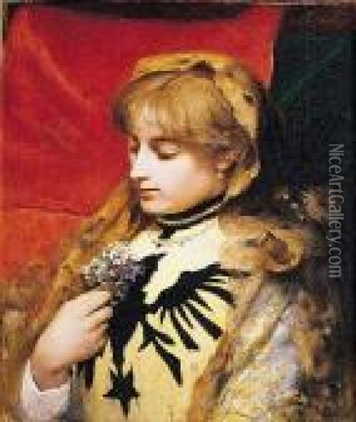 Retrato De Dama Con Un Ramillete De Flores Oil Painting - Jose Maria Tamburini Y Dalmau