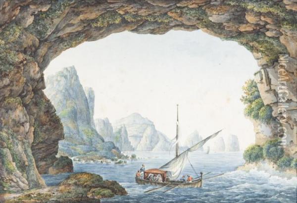 Veduta Della Grotta Di Capri Nelle Vicinanze Di Napoli Oil Painting - Franz Keiserman
