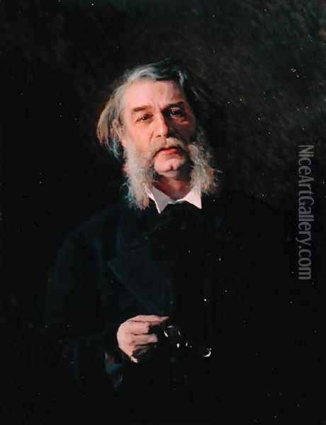 Portrait of Dmitri Vasilievich Grigorovich (1822-99), 1876 Oil Painting - Ivan Nikolaevich Kramskoy