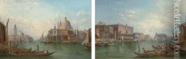 The Dogana; And The Ducal Palace, Venice Oil Painting - Alfred Pollentine