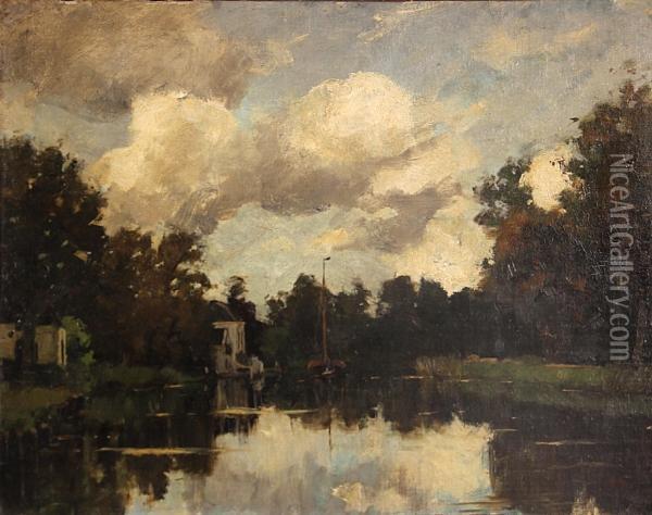 The River Vecht In Breukelen, Netherlands Oil Painting - Nicolaas Bastert