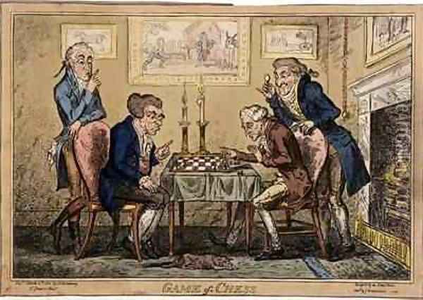 Game of Chess Oil Painting - George Cruikshank I