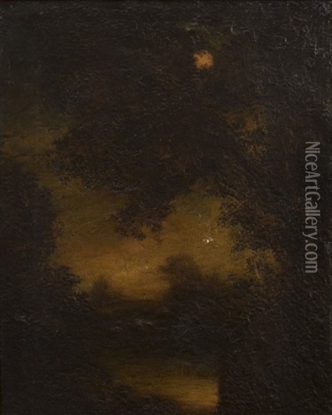 Moonlight Through A Wooded Landscape Oil Painting - Ralph Albert Blakelock