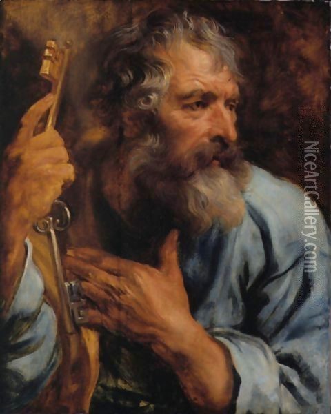 Bust Of The Apostle Peter Oil Painting - Sir Anthony Van Dyck