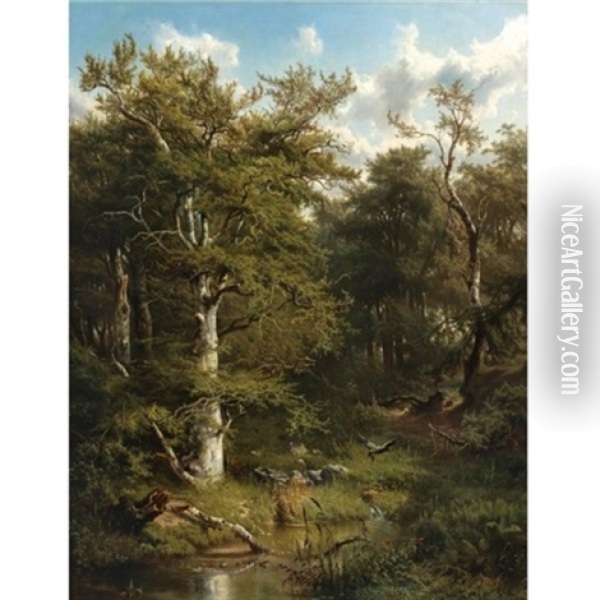 An Eagle And His Prey In The Woods Oil Painting - Marinus Adrianus Koekkoek