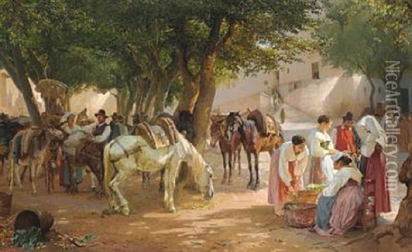Fra Villa Cappuicini I Rom Oil Painting - Edvard Frederik Petersen