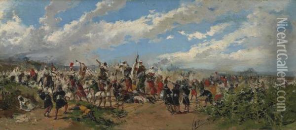 Battle Of Guadalete, Spain Oil Painting - Mariano Barbasan Lagueruela