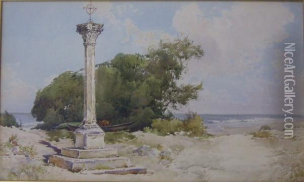Colonne Romane Aux Saintes-maries-de-la-mer Oil Painting - Ernest Louis Lessieux