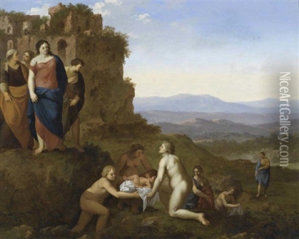 The Finding Of Moses Oil Painting - Dirck Van Der Lisse