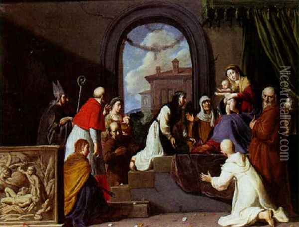 Vierge A L'enfant Entouree De Saints Oil Painting - Jacob Symonsz Pynas