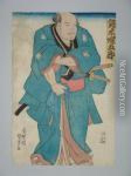 Un Lutteur De Sumo En Kimono De Ville Oil Painting - Kunisada