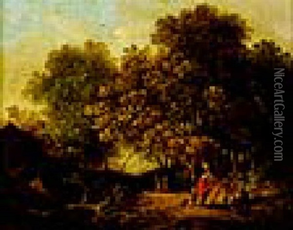 Waldlandschaft Mit Lagernden Zigeunern Oil Painting - Patrick Nasmyth