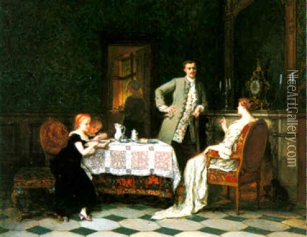 Tea-time Oil Painting - Antoine Emile Plassan