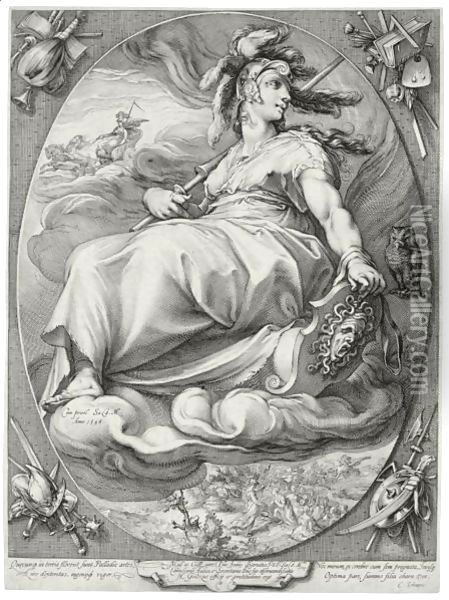 Three Deities Minerva, Venus And Juno Oil Painting - Hendrick Goltzius
