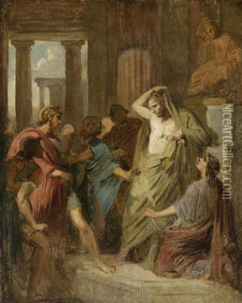 Mythologische Szene In Einem Tempel Oil Painting - Francois Edouard Picot
