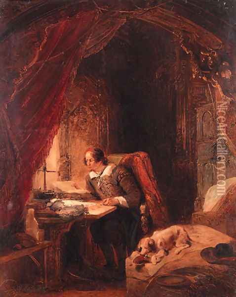 Hugo de Groot in his study, Slot Loevensteijn Oil Painting - Georg-Gillis Haanen