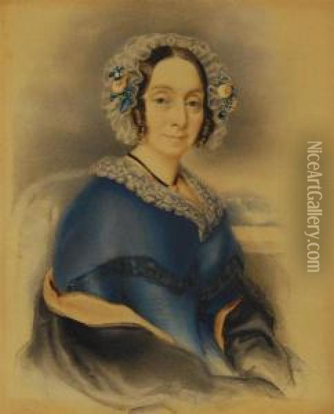 Portrait Of A Lady With Bonnet Oil Painting - August Prinzhofer