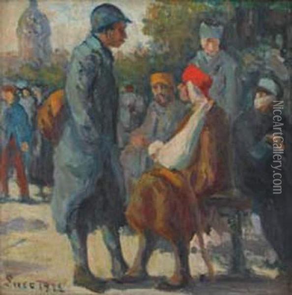 Soldats De Retour Du Front Oil Painting - Maximilien Luce