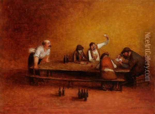Joueurs De Cartes A L'auberge Oil Painting - Jean Veber