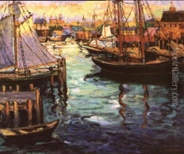 Gloucester Harbour Oil Painting - Fern Isabel Coppedge